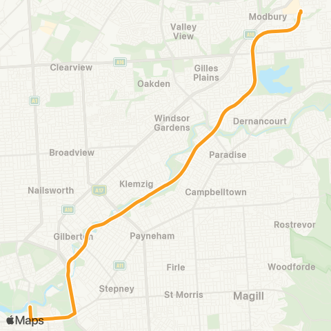 Torrens Transit Adelaide Oval - Tea Tree Plaza map