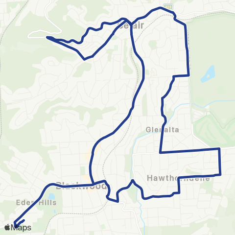 Torrens Transit Blackwood - Belair Anti-Clockwise Shuttle map