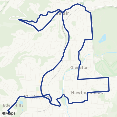 Torrens Transit Blackwood - Belair Clockwise Shuttle map