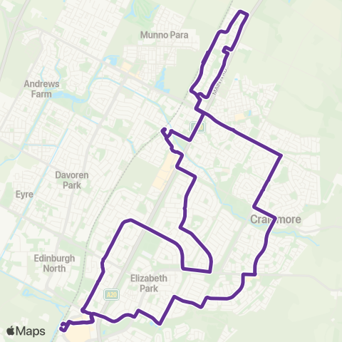 Torrens Transit Elizabeth Intg - Munno Para Loop map