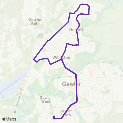 Torrens Transit Willaston and Hewett Loop map