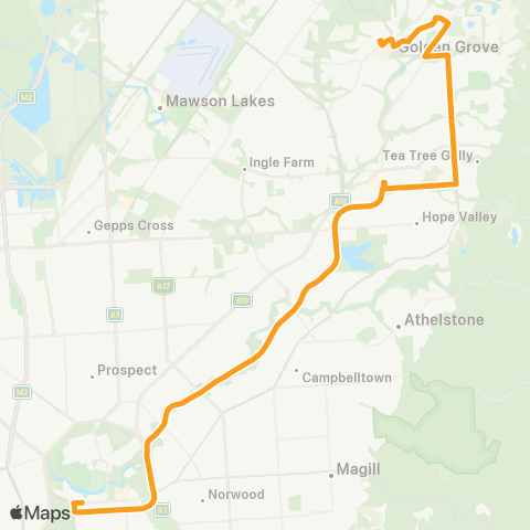 Torrens Transit Golden Grove Intg & Fairview Park - City map