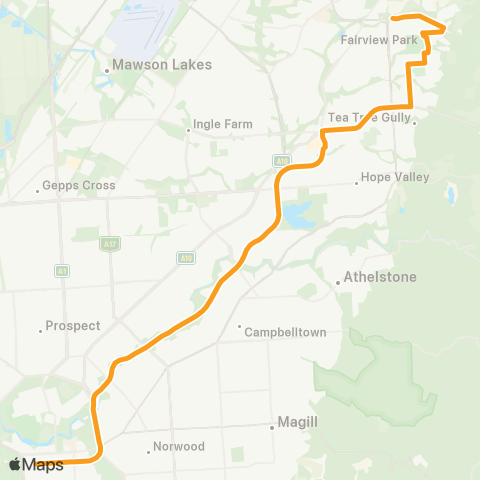 Torrens Transit Fairview Park - Tea Tree Plz Intg map