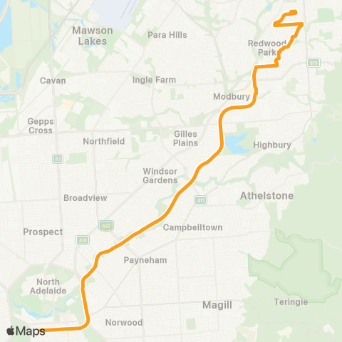 Torrens Transit Surrey Downs - Tea Tee Plz Intg map