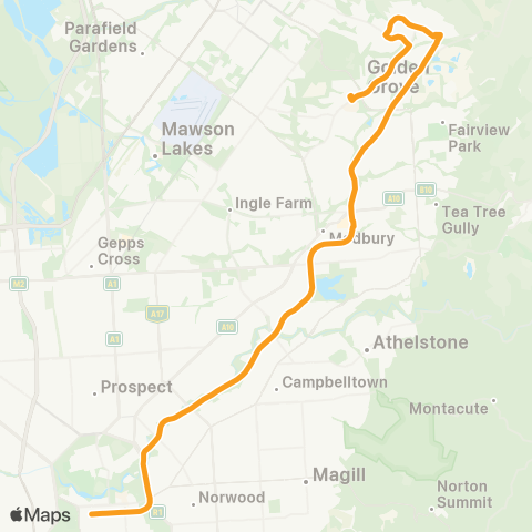 Torrens Transit Greenwith & Tea Tree Plz Intg - City map