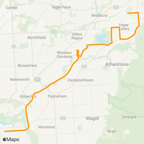 Torrens Transit Tea Tree Plz Intg - Paradise Intg map