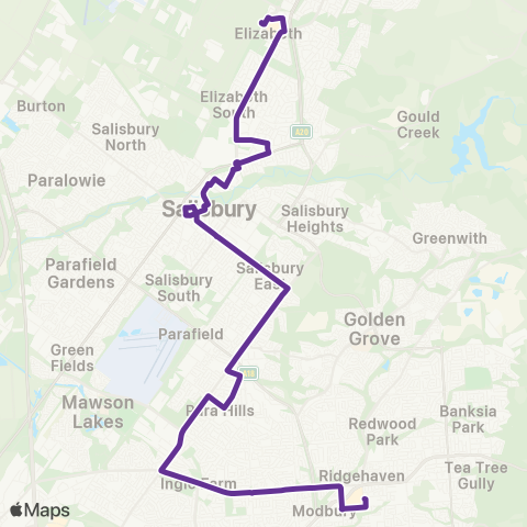 Torrens Transit Elizabeth Intg - Tea Tree Plz Intg map