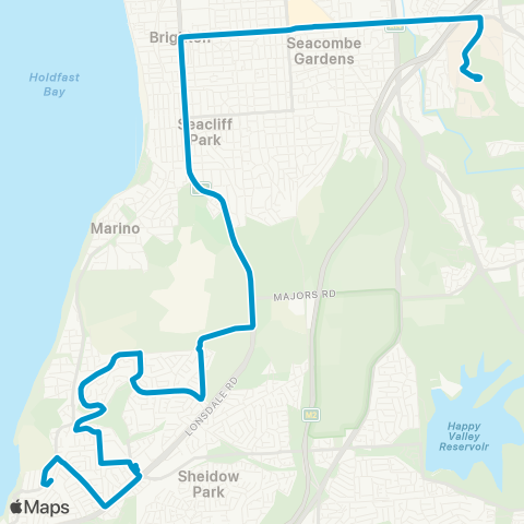 Busways Hallett Cove Bch Sta - Flinders Univ map