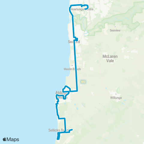 Busways Sellicks Beach - Seaford Interchange map