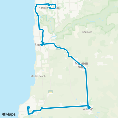 Busways Aldinga Shopping Centre - Noarlunga Hosp map