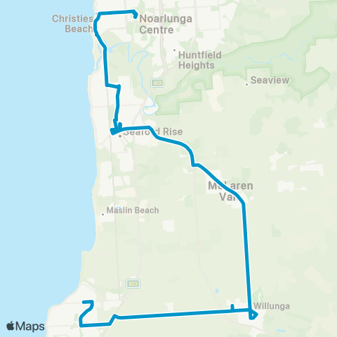 Busways Port Willunga - Seaford Centre Intg map