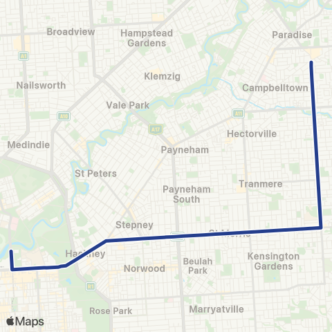 Torrens Transit Newton - Adelaide Oval map