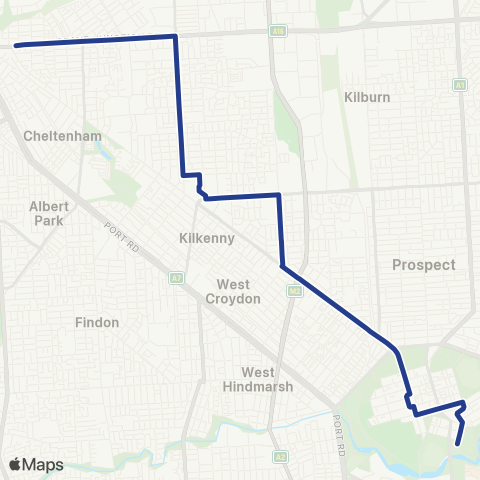 Torrens Transit Rosewater - Adelaide Oval map