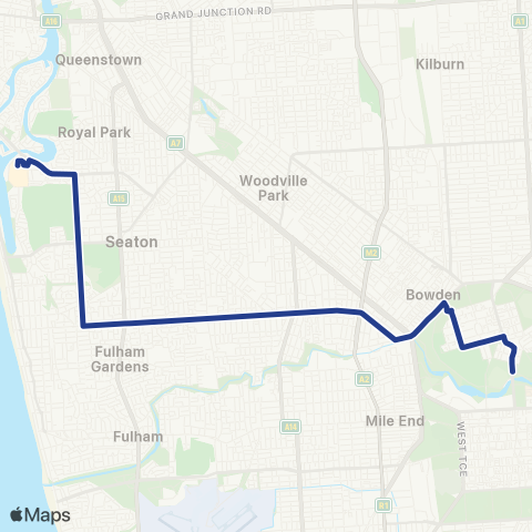 Torrens Transit West Lakes Centre Intg - Adelaide Oval map