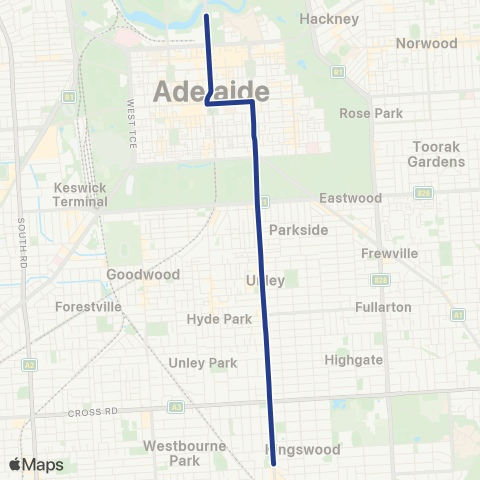 Torrens Transit Mitcham Square - Adelaide Oval map