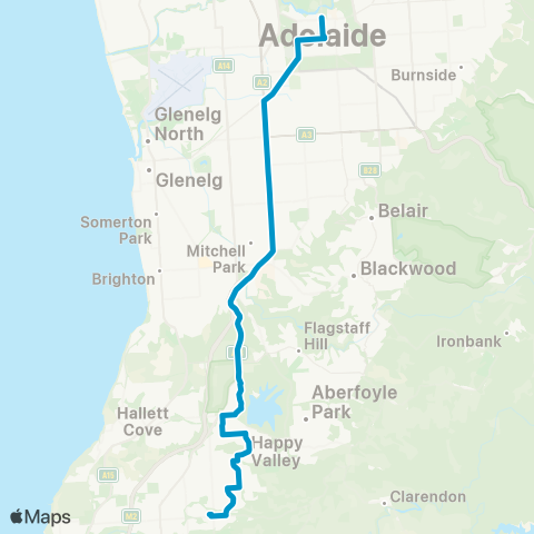 Busways Woodcroft Community Ctr - Adelaide Oval map