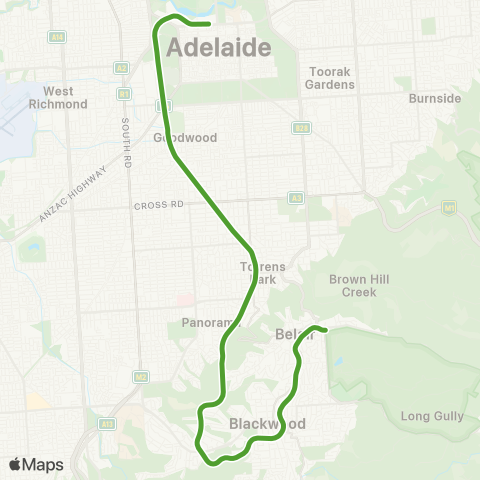 Keolis Downer Belair Line map