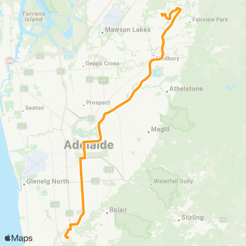 Torrens Transit Golden Grove Intg - Flinders University map