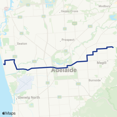 Torrens Transit Henley Beach - Rostrevor map