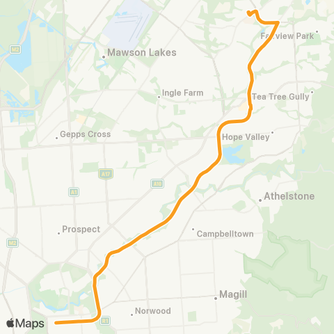 Torrens Transit Golden Grove & Tea Tree Plz Intg - City map