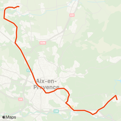 Aix en Bus Puyricard Centre ↔ Palette-le Tholonet map