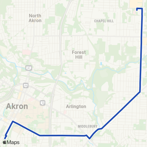 Akron Metro East Exchange / Eastland map