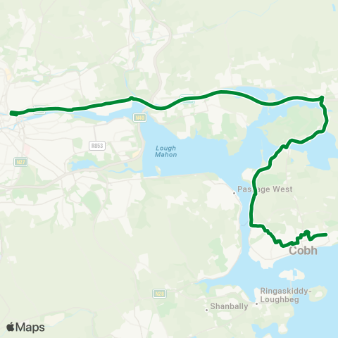 Barrys Coaches Cobh - Cork City map