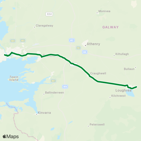 Healy Bus Galway - Loughrea map