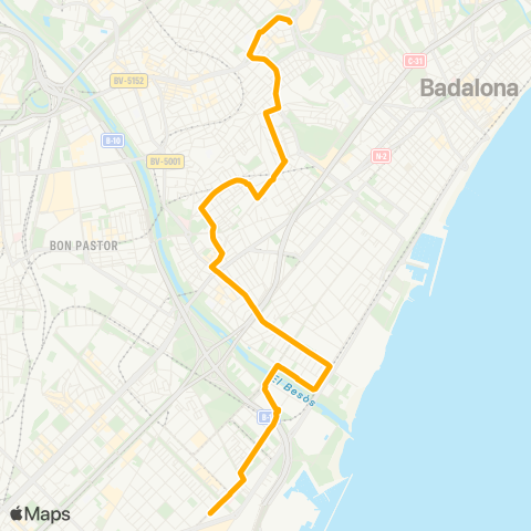 AMB Badalona-Barcelona map