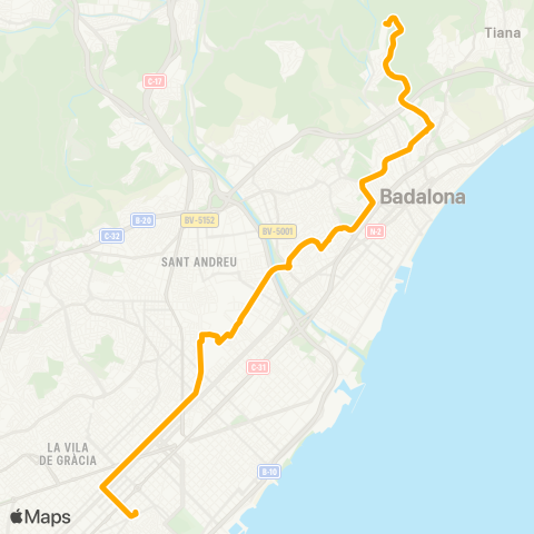 AMB Badalona-Barcelona map