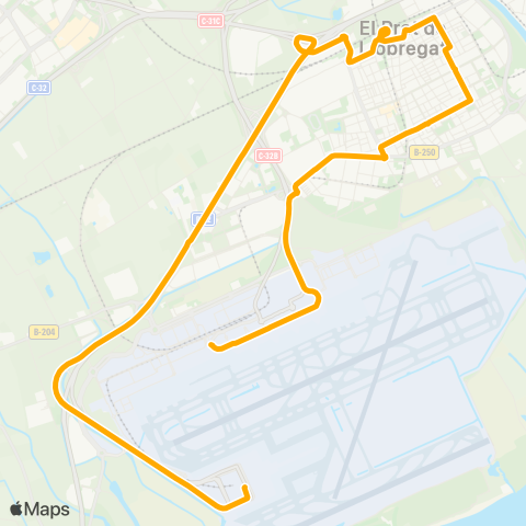 AMB Aeroport T1-Aeroport T2 map