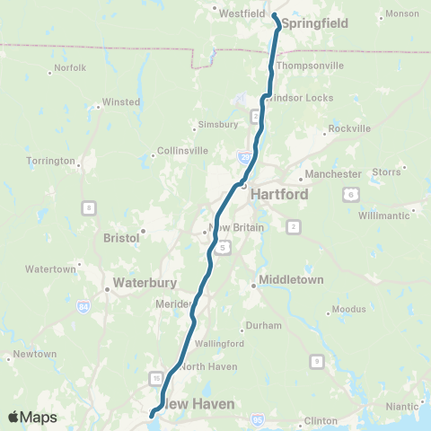 Amtrak Amtrak Hartford Line map