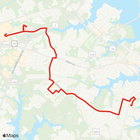 Annapolis Transit Westfield Mall to Eastport map