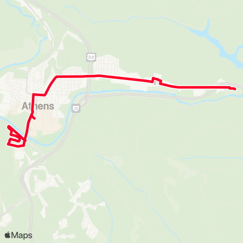 Athens Public Transit Holzer Clinic - Campus Heights map