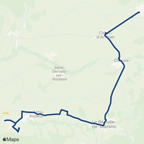 ARA Cars Région Drôme - Scolaire Sco Begude de Mazenc - Puy St Martin map