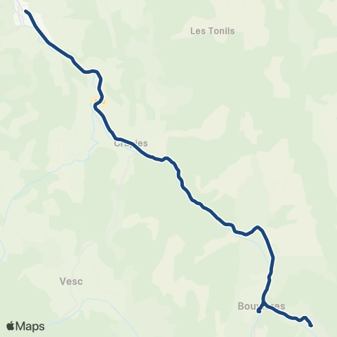 ARA Cars Région Drôme - Scolaire Sco Bouvieres - Bourdeaux map