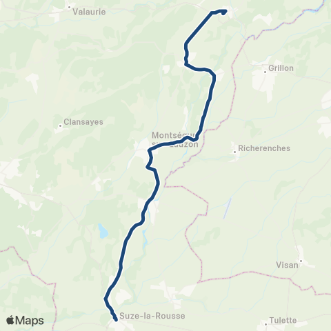 ARA Cars Région Drôme - Scolaire Sco Montsegur - Bouchet - Suze la Rousse map