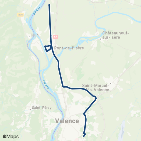 ARA Cars Région Drôme - Scolaire Sco Pont de l'Isere - Valence map