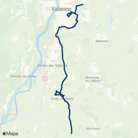 ARA Cars Région Drôme - Scolaire Sco Grane - Allex - Beauvallon - Valence map