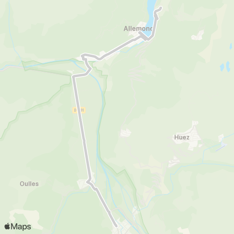 ARA Cars Région Isère - Scolaire Vaujany-Oz-Allemont-Bourg d'Oisans map