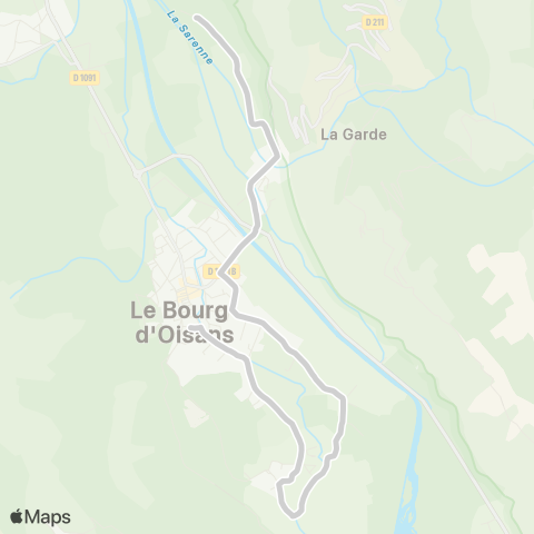 ARA Cars Région Isère - Scolaire Le Bassey-le Vert-Bourg d'Oisans map