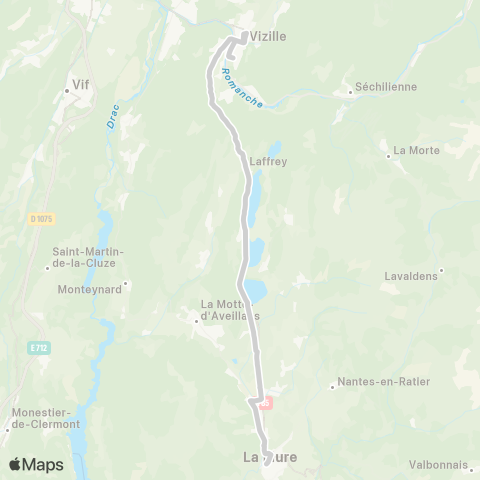 ARA Cars Région Isère - Scolaire La Mure-Laffrey-Vizille map