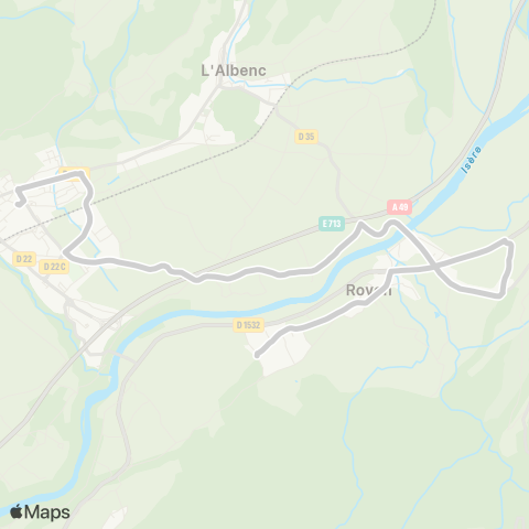 ARA Cars Région Isère - Scolaire Cognin-Rovon-St Gervais-Vinay map