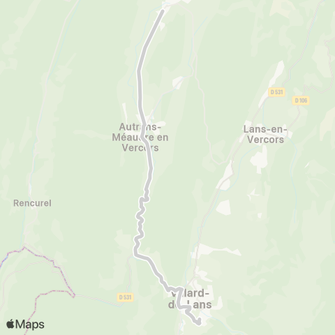 ARA Cars Région Isère - Scolaire Autrans-Meaudre-Villard de Lans map