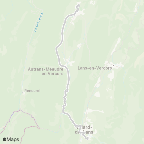 ARA Cars Région Isère - Scolaire Autrans-Meaudre-Villard de Lans map