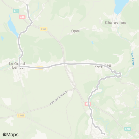 ARA Cars Région Isère - Scolaire Chabons-Apprieu-Rives map