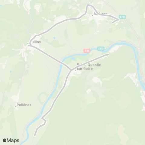 ARA Cars Région Isère - Scolaire Polienas-la Rivière-St Quentin-Moirans map