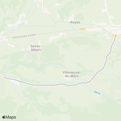 ARA Cars Région Isère - Scolaire Meyssies-Vil. de Marc-St Jean de Bournay map