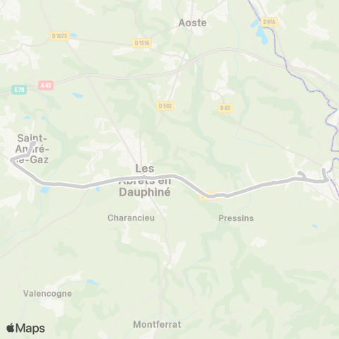 ARA Cars Région Isère - Scolaire St Andre le Gaz-les Abrets-Pt Beauvoisin map