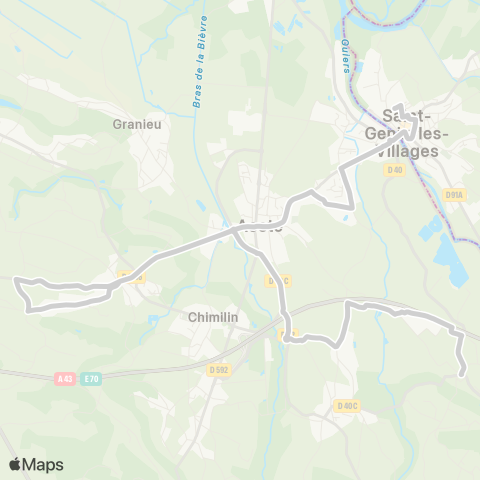 ARA Cars Région Isère - Scolaire Romagnieu (le Fayet)-St Genix sur Guiers map